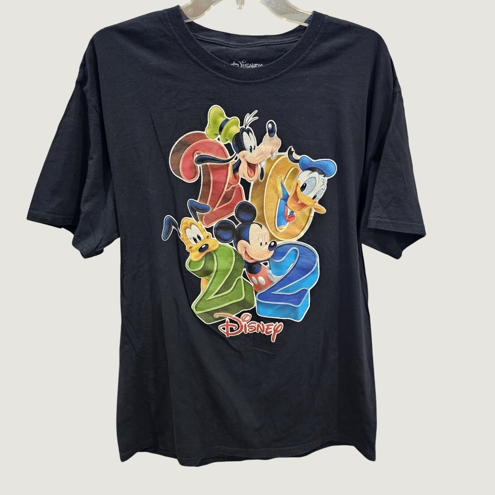 Disney Mickey Mouse Donald Duck Pluto Graphic Tee Black 2022 Size Adult Large
